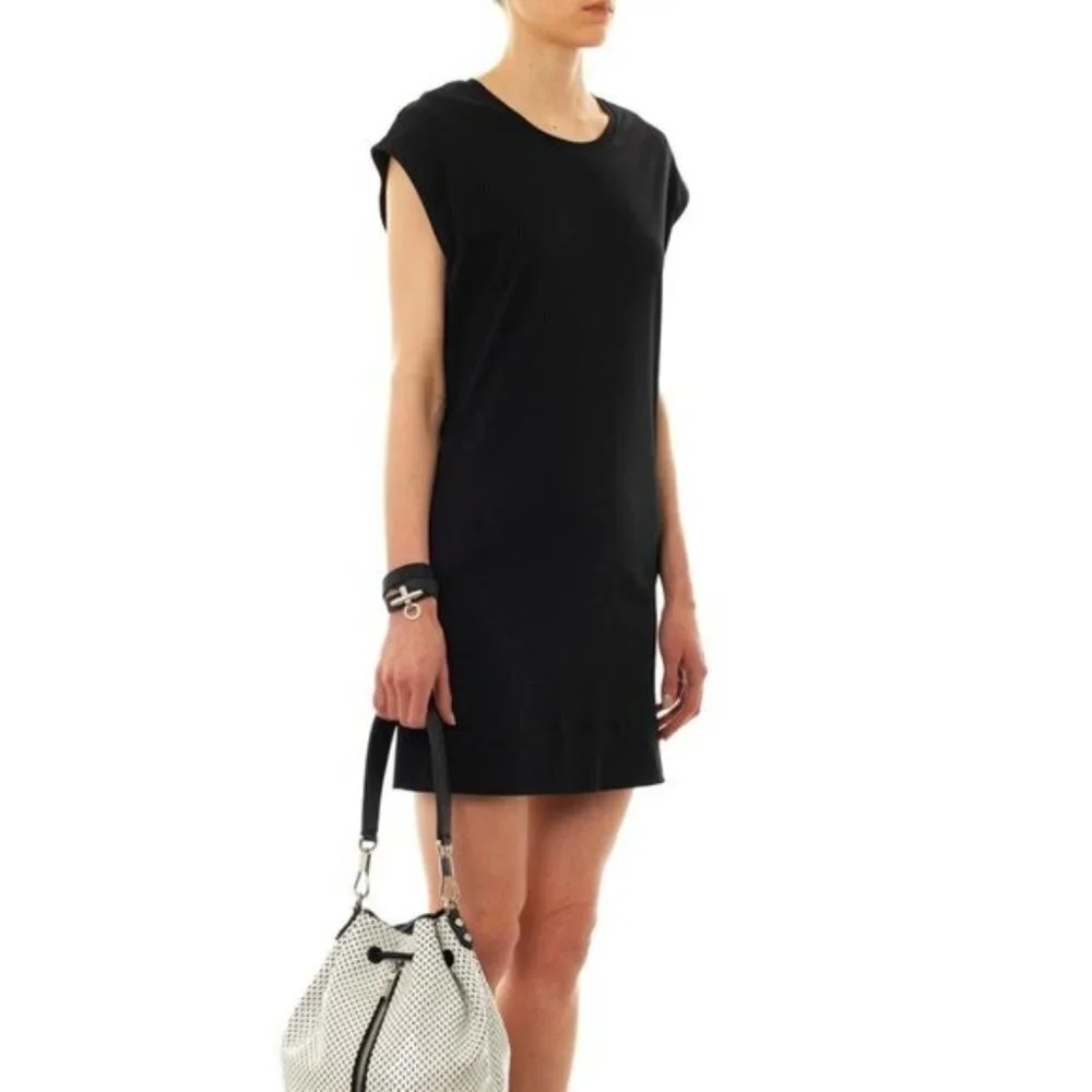 Helmut Lang Black Quell Jersey T-Shirt Mini Dress - Picture 1 of 9